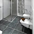 Epoxy flooring over tiles in the bathroom