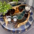 Table basse époxy bricolage avec morceau de bois flottant