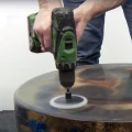 Polishing epoxy with polishing paste and a drilling machine
