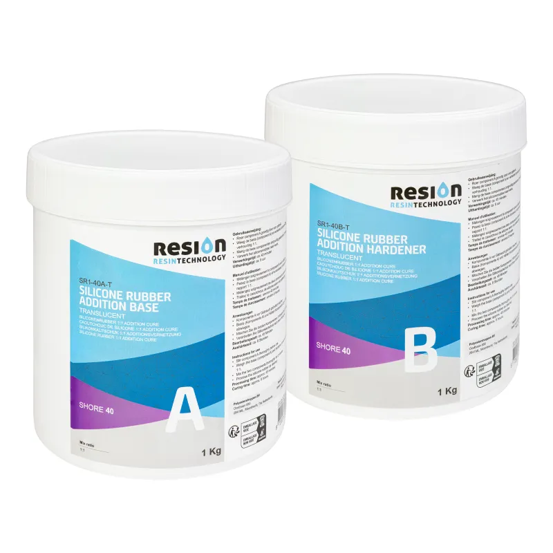 Siliconen gietrubber 1:1 Shore 40 (transparant)